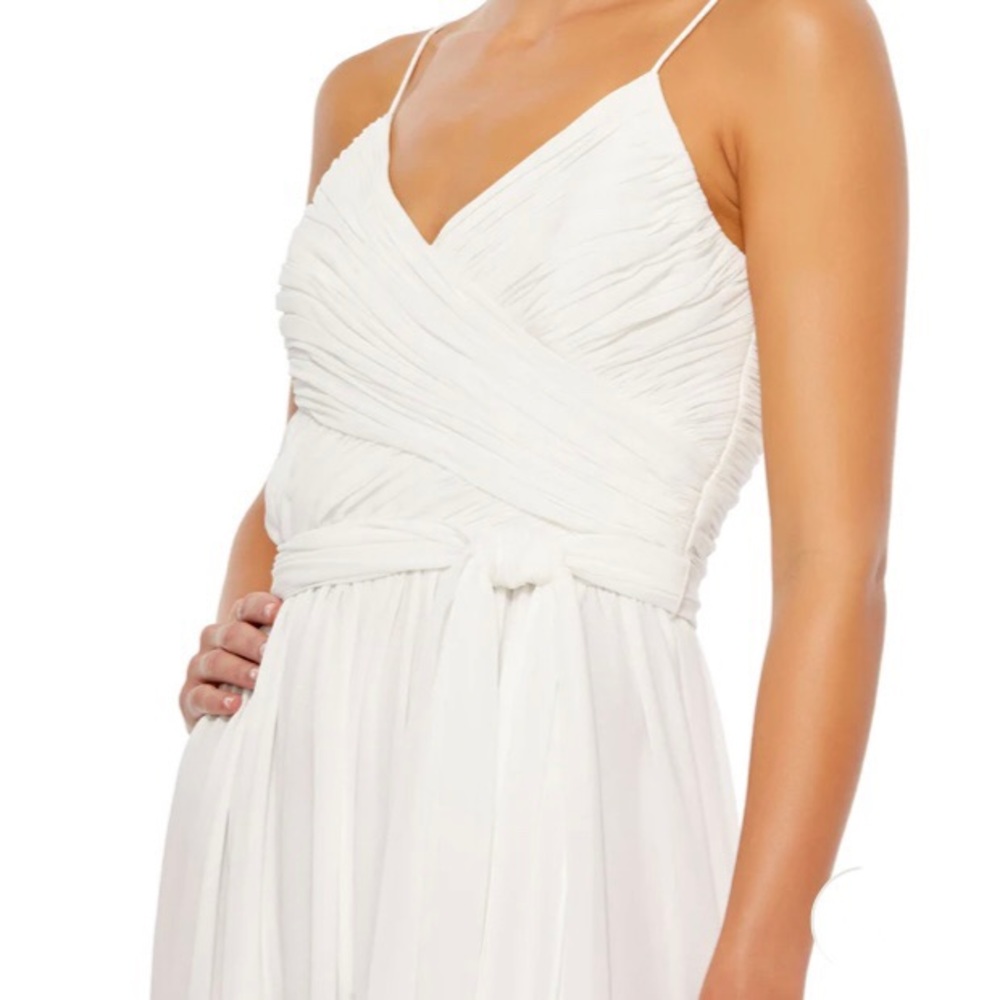 Ieena Mac Duggal Wide Leg Jumpsuit Flowy White Spring Summer Beach Coastal - Picture 4 of 4